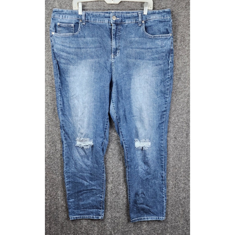Bandolino Mandie Slim Jeans Women 20WS Blue Distressed Denim Plus Size